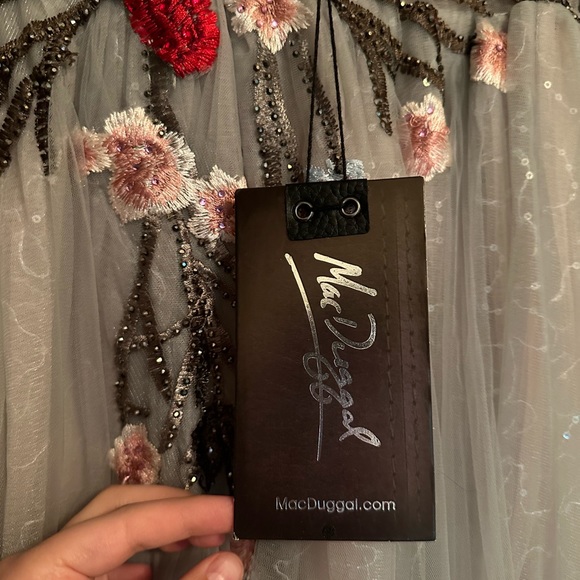 Mac Duggal Couture - 20125D Floral Embroidered Dress With Overskirt - Picture 7 of 8